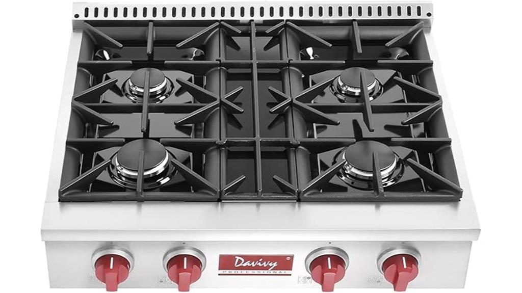 30 inch gas rangetop 4 burners