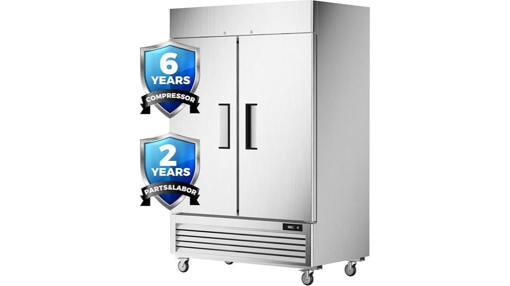 stainless steel reach in freezer