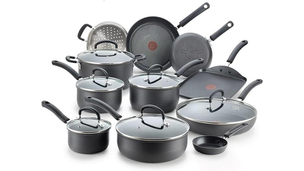 t fal 17 piece cookware set