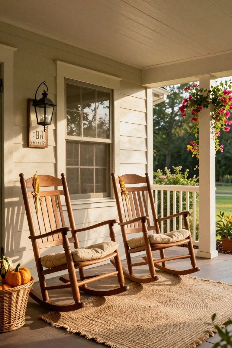 Corn Stalks on Rocking Chairs